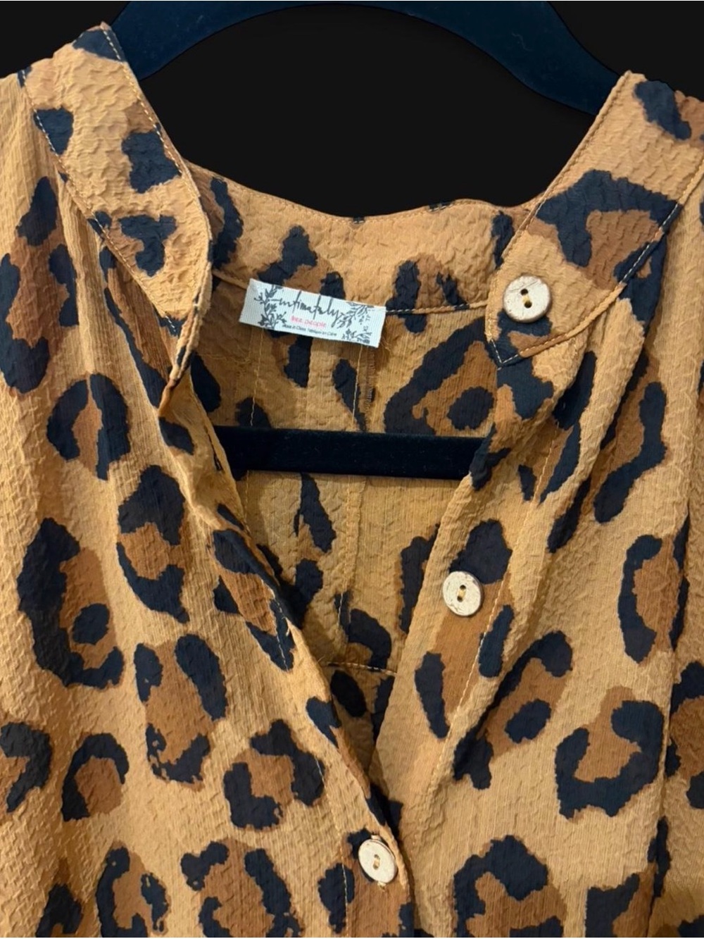 FP ‘Wake Up’ Intimately Leopard Print Brown Satin Sleep Shirt - Picture 3 of 4